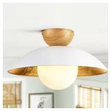 Dylan 14.56 in. White/Gold Semi-Flush Light