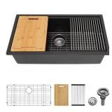 $297 33 in. Matte Black Quartz Workstation Sink