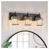 $108 20.5 in. 3-Light Black Crystal Vanity Light