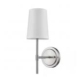 1-Light Nickel Wall Sconce with Fabric Shade