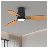 42" LED Black Flush Mount Ceiling Fan w/ Light