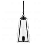 Desmond 8in Black Pendant Light w/ Glass
