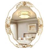 Gold Mirrors for Wall, 22"x29" Oval Metal