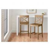 $169 Oak Finish Counter Stools (Set of 2)