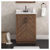 $299 Huckleberry 24in. Walnut Vanity w/ Stone Top