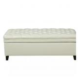 $178 Juliana Tufted Ivory PU Leather Storage Bench