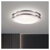 14 in. Nickel Dimmable LED Flush Mount Light