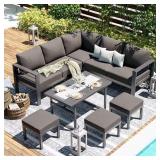 $991 7-Piece Aluminum Outdoor Sectional, Gray $991 7-Piece Aluminum Outdoor Sectional, Gray