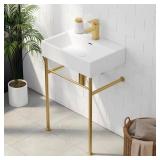 $165 Turner 24" White Console Sink & Gold Legs $165 Turner 24" White Console Sink & Gold Legs