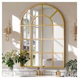 Gold Arched Windowpane Aluminum Mirror 30x40 Gold Arched Windowpane Aluminum Mirror 30x40
