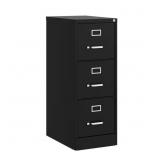 $235 22"D 3-Drawer Black Metal File Cabinet