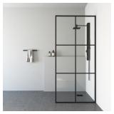 $526 34x74in Glass Shower Screen, Grid Design