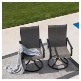$160 Swivel Patio Dining Chairs, Set of 2, Brown