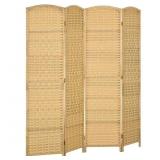6 ft Tall Hand-Woven 4-Panel Room Divider