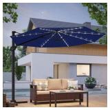 $179 10 ft LED 360  Cantilever Patio Umbrella