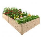 Fir Wood Raised Planter Box, Natural Bed
