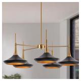 $275 Modern Black Island Chandelier 5-Light Brass