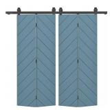 $1158 60x80in Blue MDF Bi-Fold Barn Door Kit