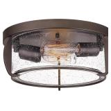 Seeded Glass Flush Mount, 12 in, Oil-Rubbed