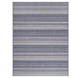 $113 6x9 Blue White Stripe Indoor Outdoor Rug