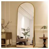 26x71 in. Arched Gold Aluminum Floor Mirror