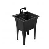 $162 24in x 22in Black Utility Sink & Faucet
