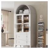 $359 71in. Arched Storage Cabinet with Glass Door