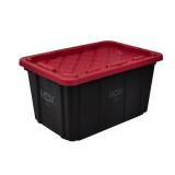 HDX 27 Gal Tough Storage Tote Black/Red