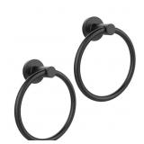 Wall Mounted Towel Ring & Bar - Matte Black