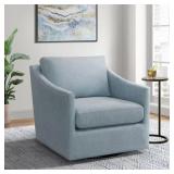$388 Hannah Light Blue Polyester Arm Chair Swivel