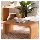 $249 44.5" Light Honey Waterfall Rattan Table