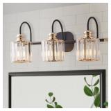 Merrin 23.1 in. 3-Light Black Golden Vanity