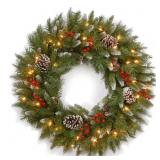 Frosted Berry 24" Artificial Wreath Lights