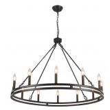 $178 12-Light Black Wagon Wheel Chandelier