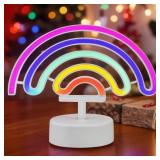 1 Lot of (2) 7.5 in. White Novelty LED Neon Rainbo
