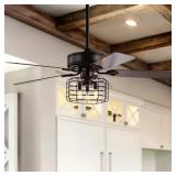 $227 Asher 52 in. Black 3-Light Fan