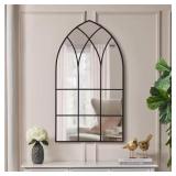 $199 Large Arched Black Windowpane Mirror (43x24)