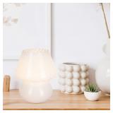 7 in. White Swirl Glass Mushroom Accent Lamp