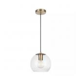 (X2) 1-Light Antique Brass and Glass Mini-Pendant