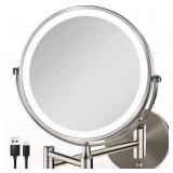 Brushed Nickel LED Wall Mount Mirror 1x/10x