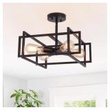 $104 15 in. 4-Light Black Semi-Flush Mount Light