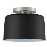10 in. 1-Light Matte Black & Nickel Semi-Flush