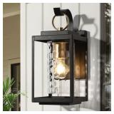 (2-PK) 1-Light Black & Gold Outdoor Wall Light