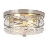 12 in. 2-Light Brushed Nickel Flush Mount Light
