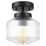 GLOBE 1-Light Flush Mount, Matte Black