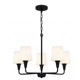 $129 5-Light Matte Black Chandelier, 24 in. W