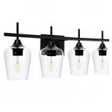 Matt Black Vanity Light with Glass Shades