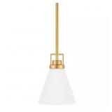 (X2) Clermont 1-Light Satin Brass Pendant Glass