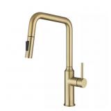 $136 Brushed Gold High-Arc Pull-Down Faucet