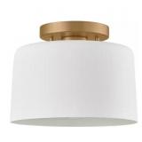 10 in. 1-Light White/Gold Semi-Flush Mount